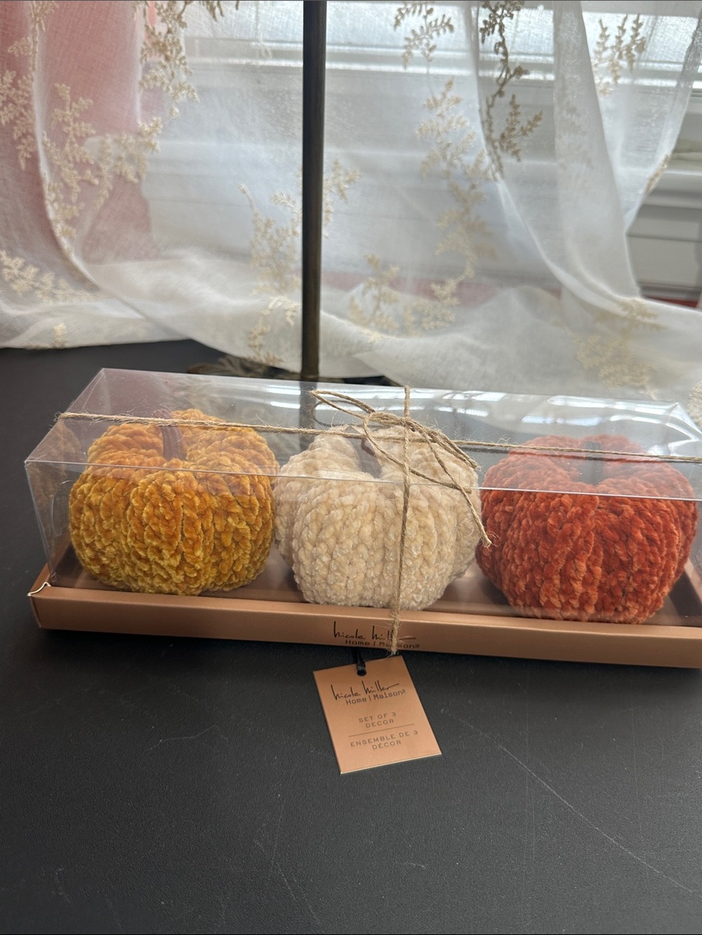 Nicole Miller set of three velvet knit, pumpkins, and fall colors